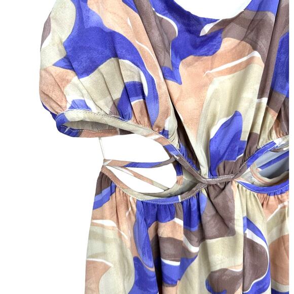 ASTR the Label Sanger Maxi Dress Open Cut-Out Side Purple Peach Swirl Size Large - Picture 8 of 9